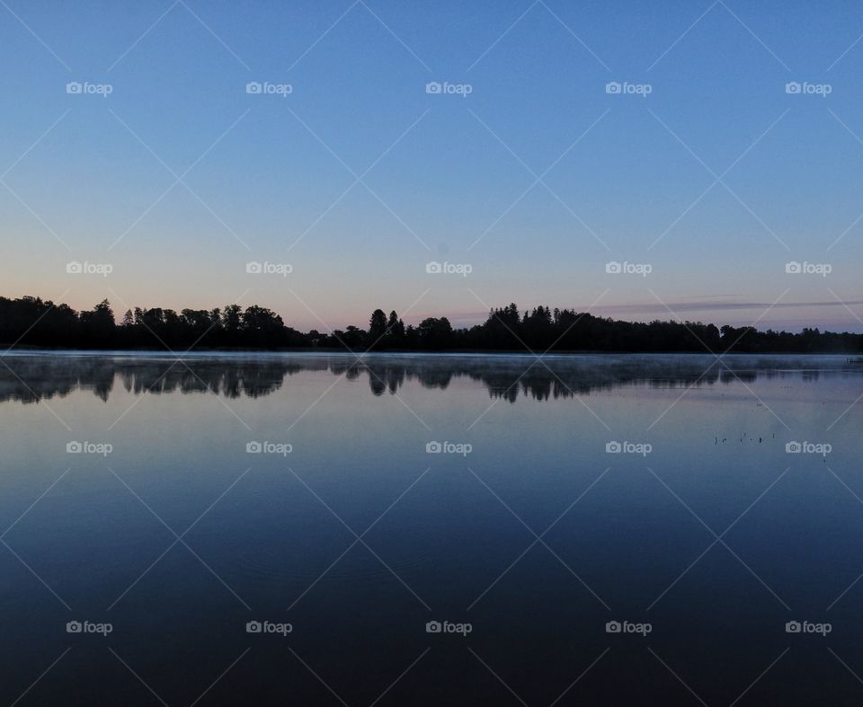 early morning on the lake before sunrise