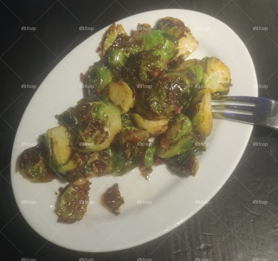Sauteed Brussel Sprouts on Plate