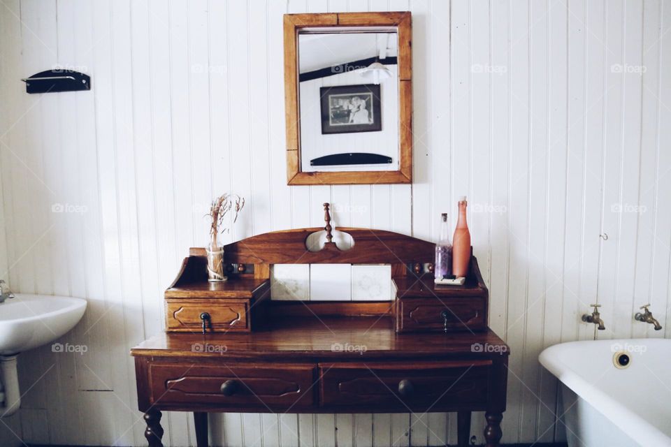 Vintage furniture’s in an old bathroom 