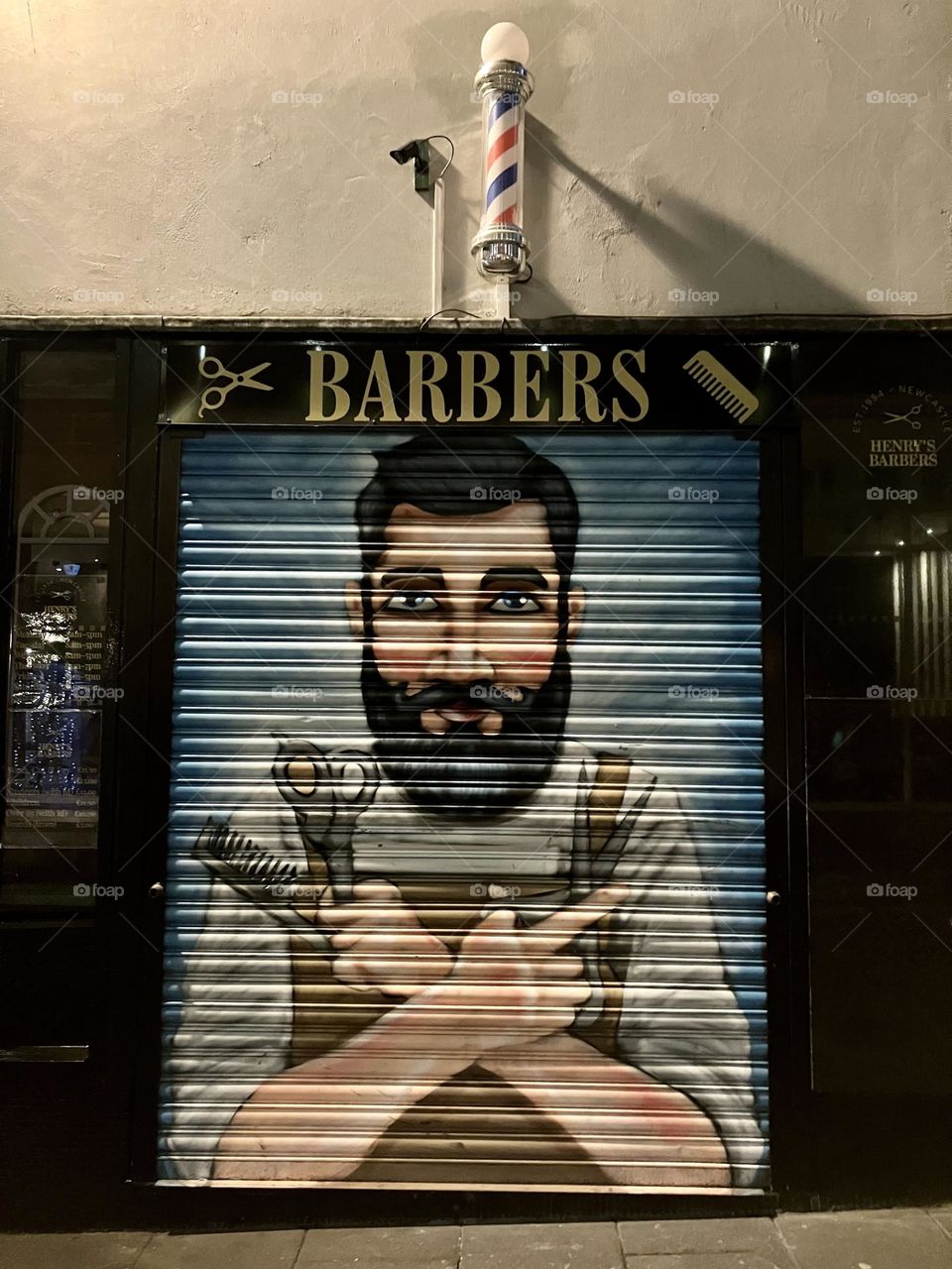 Saw this closed Barbers shop on Monday night … just had to take a snap of its unique bespoke shutters ! Super Cool 😎