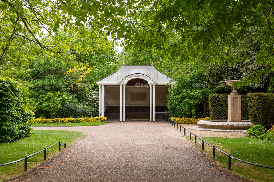 Arbour in park.