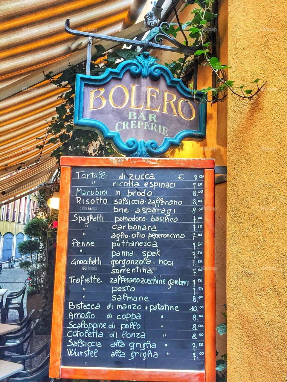 Resturant menu