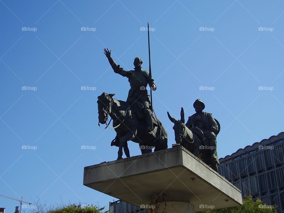 Don Quixote and Sancho Panza statue in Brussels