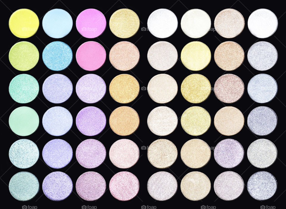 Colorful of set makeup pallet texture background