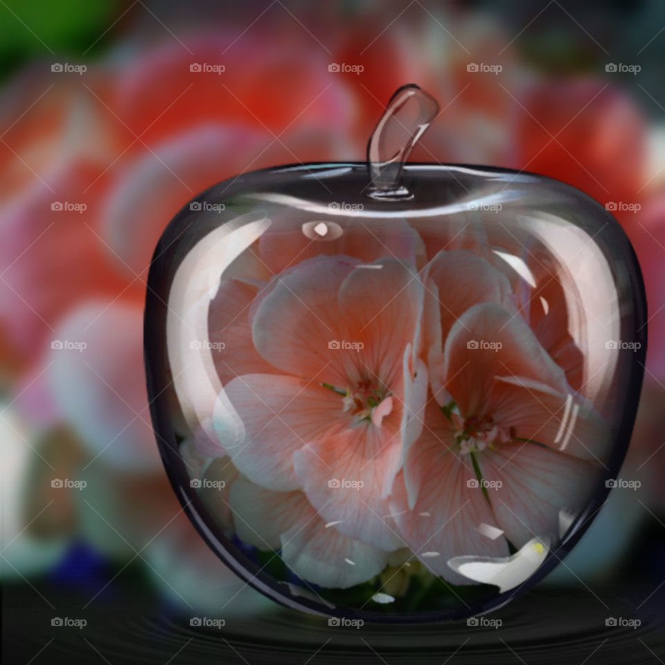 Flower inside an apple