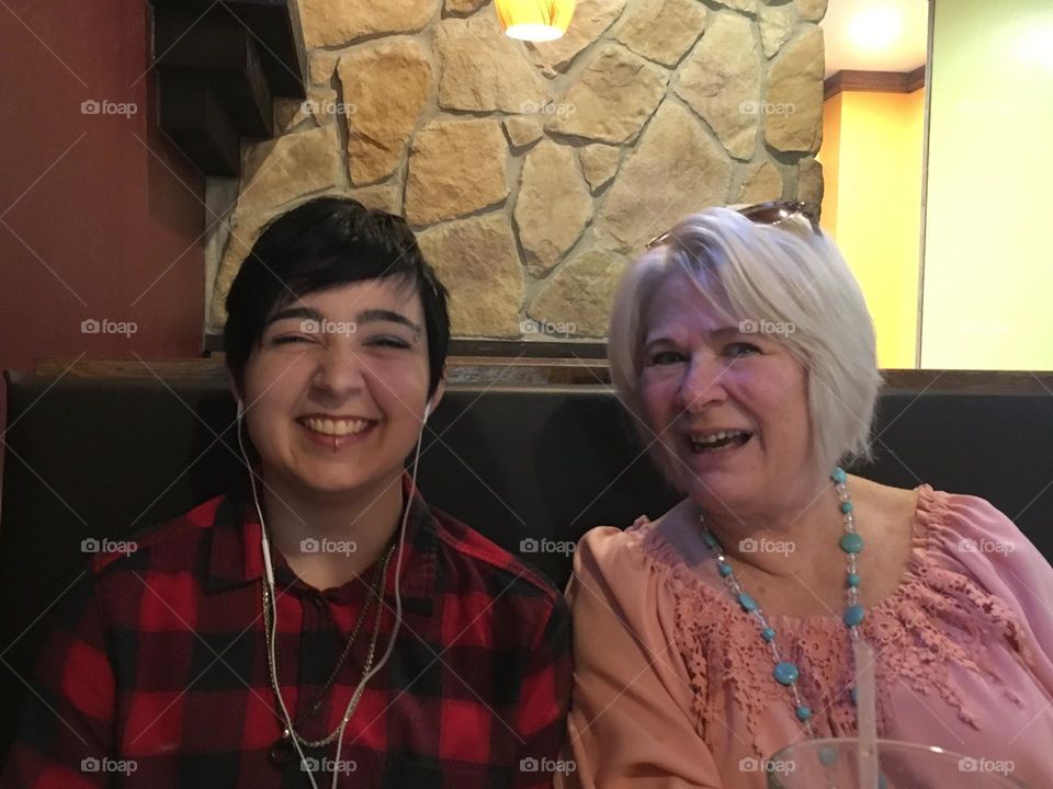 Nana and granddaughter smiling 