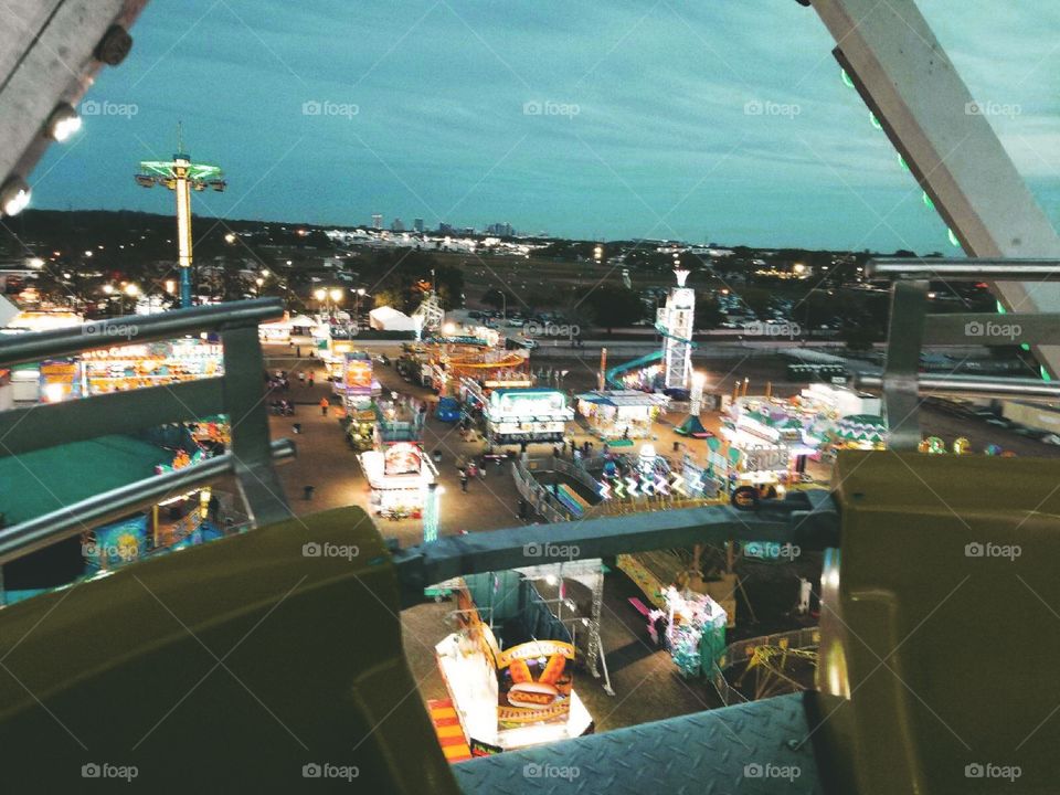 The stunning and energizing view from the very top of a Ferris wheel. 