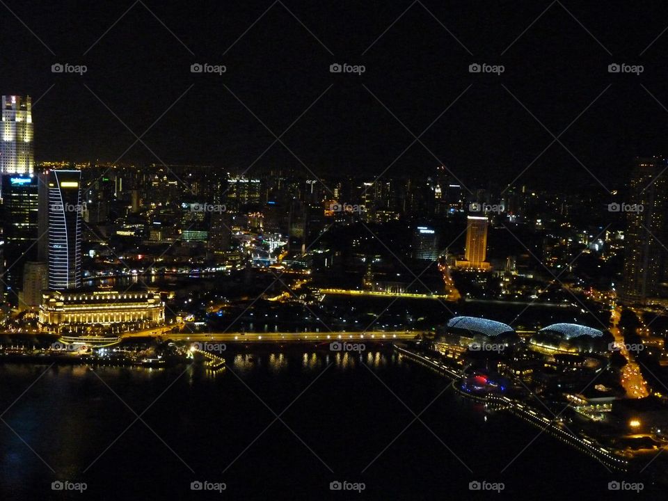City of Singapore view from above at night 