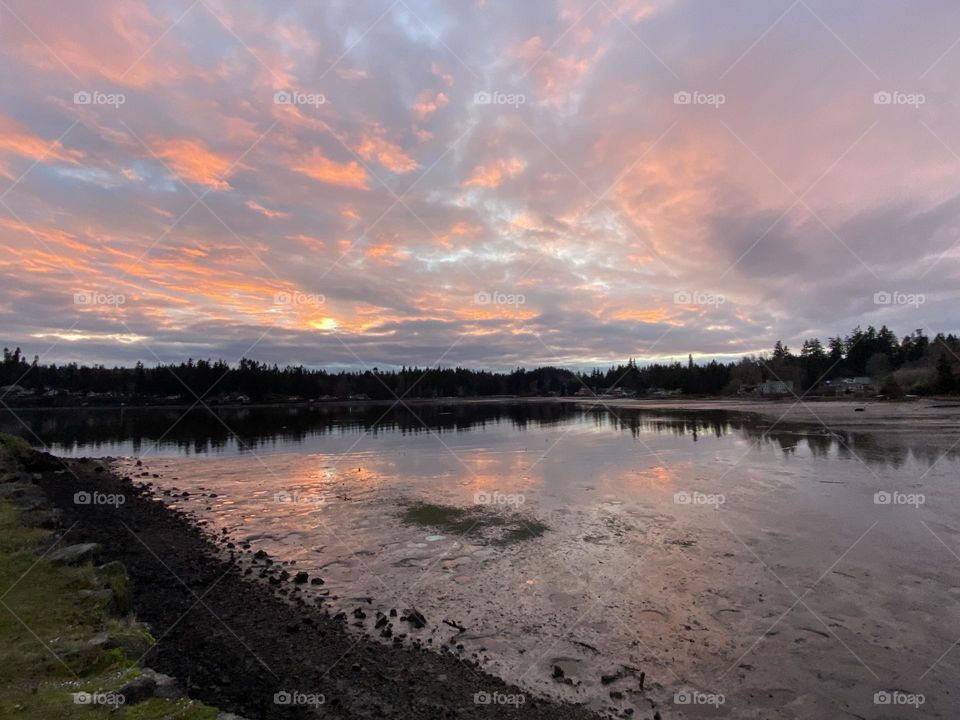 Glowing sunset reflections