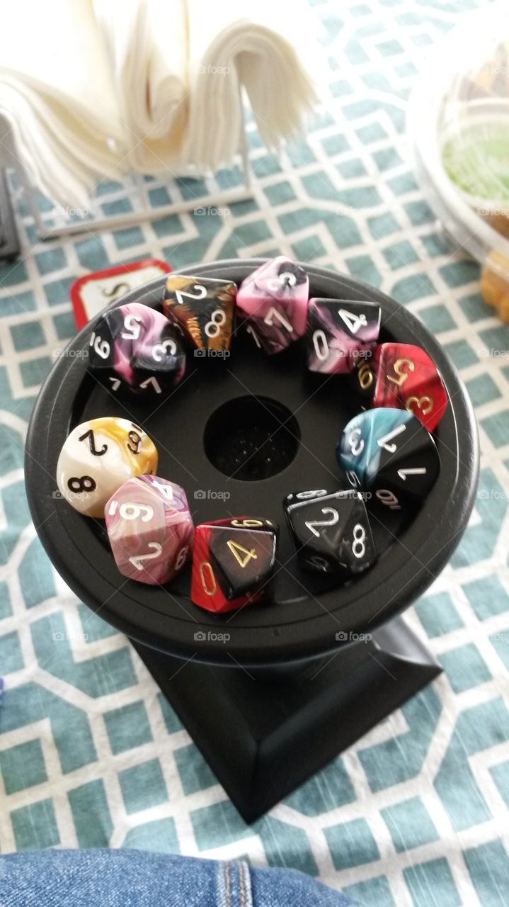 D10 Collection. A collection of ten sided dice used to play tabletop role-playing games.