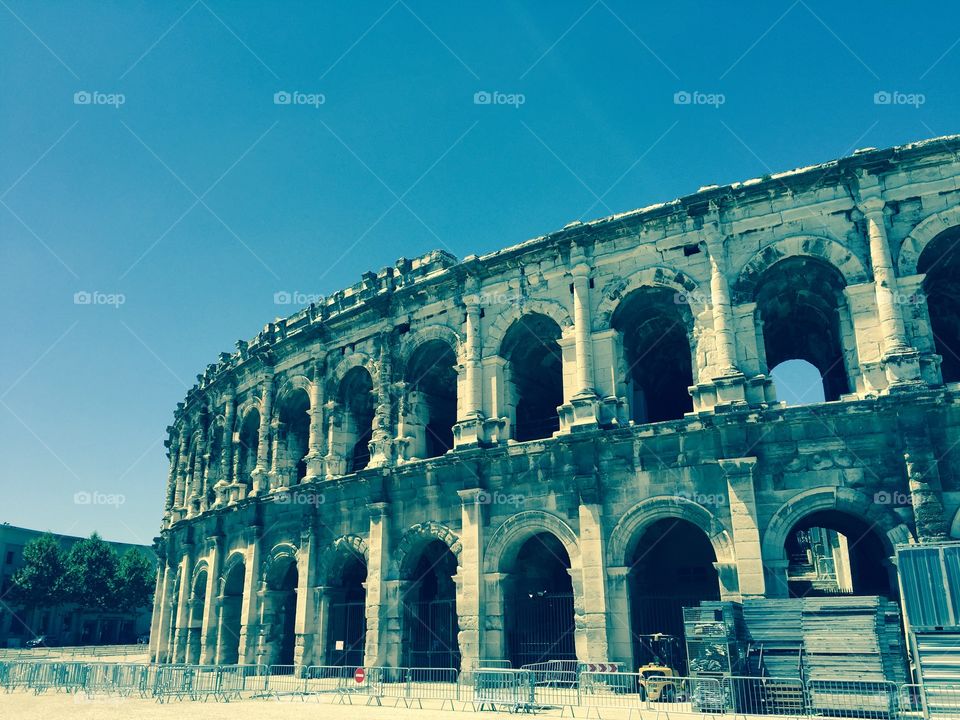Arenas de Nîmes . Roman arena visited on vacation in southern France 