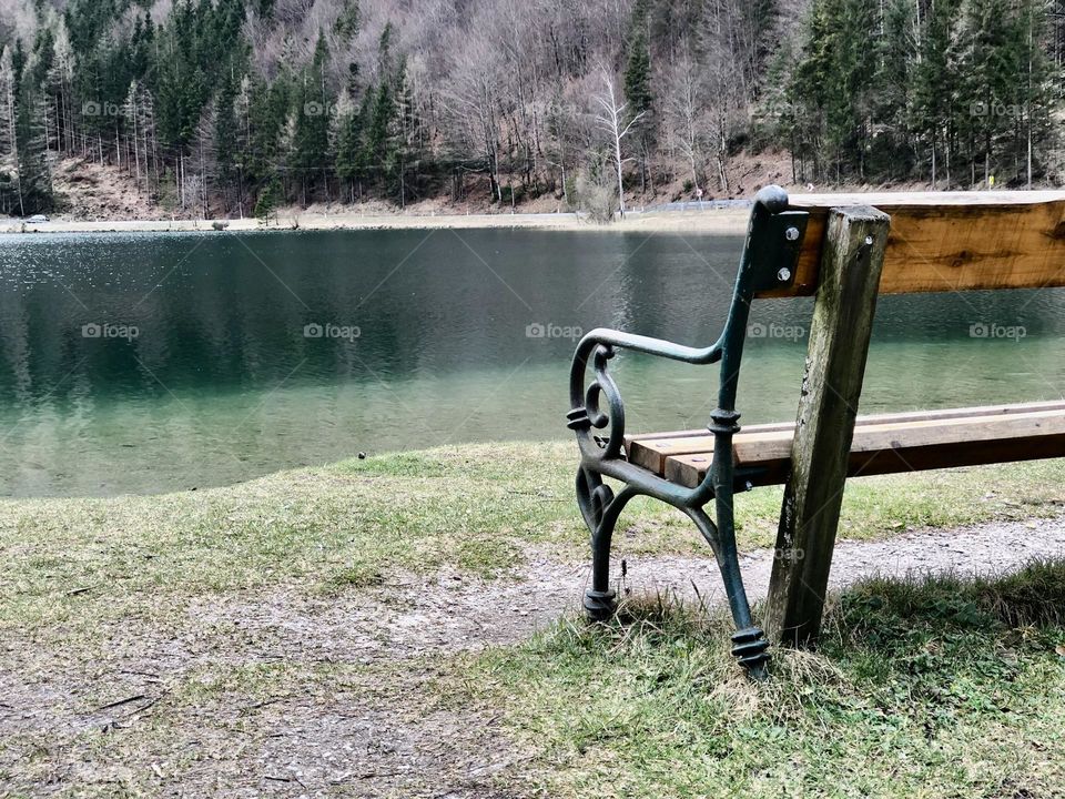 Old bench by the Pilersee lake 
