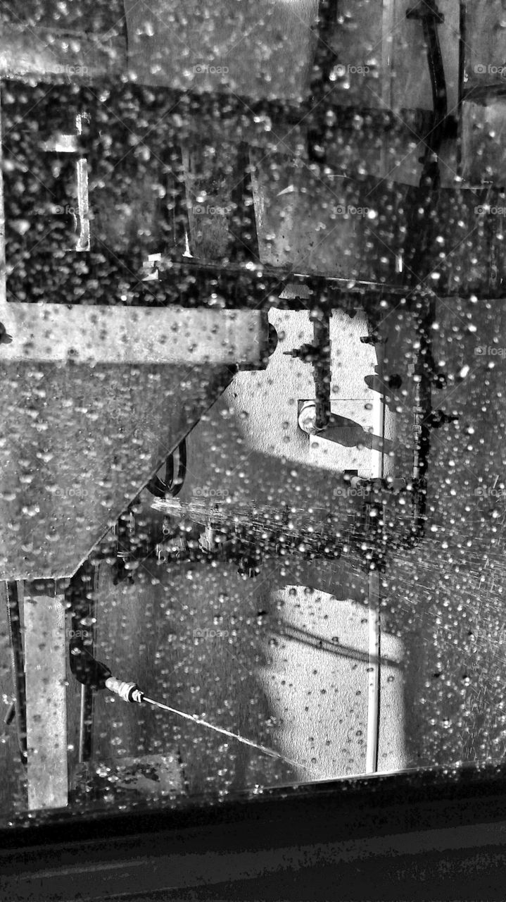 black and white car wash