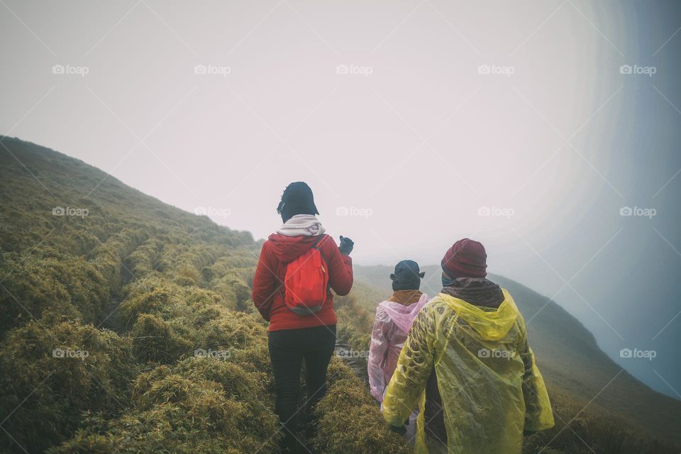 hiking into the summit