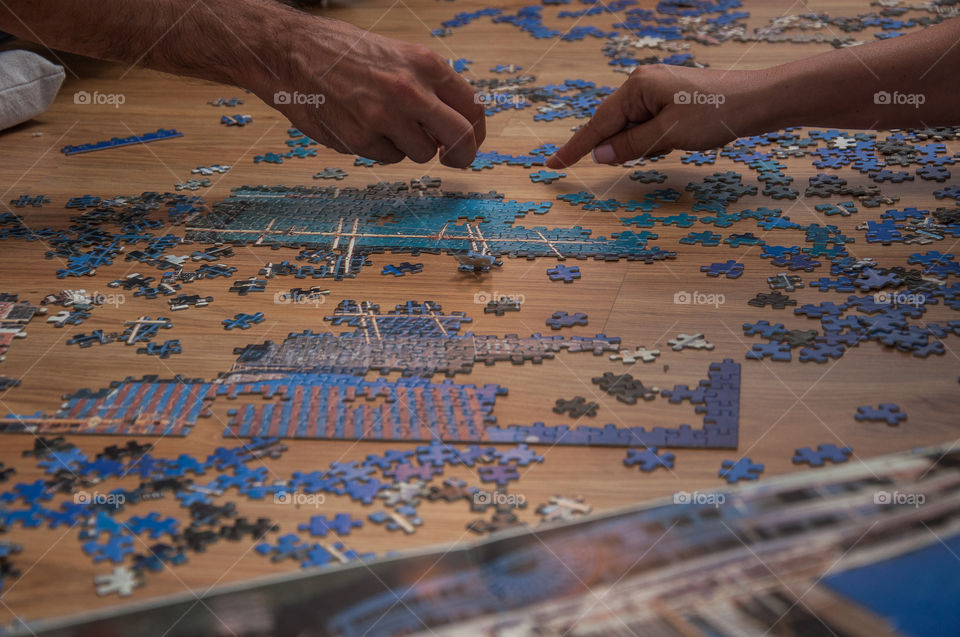 Working together on a puzzle