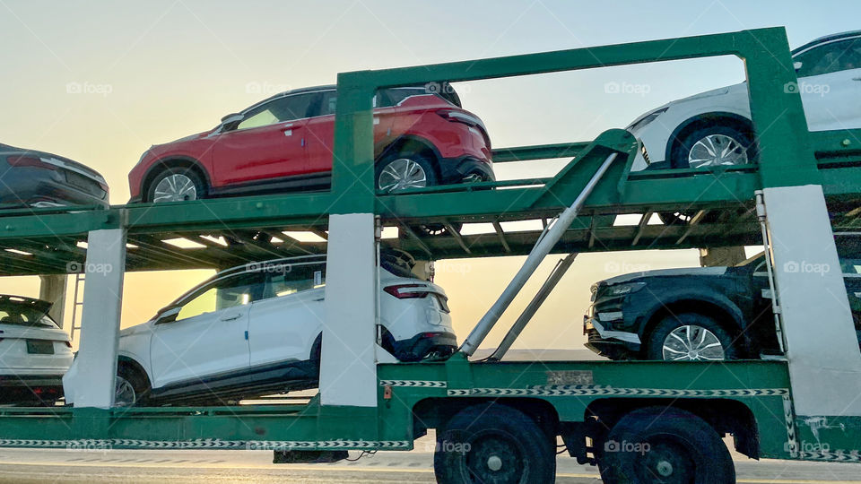 Cars on a truck 