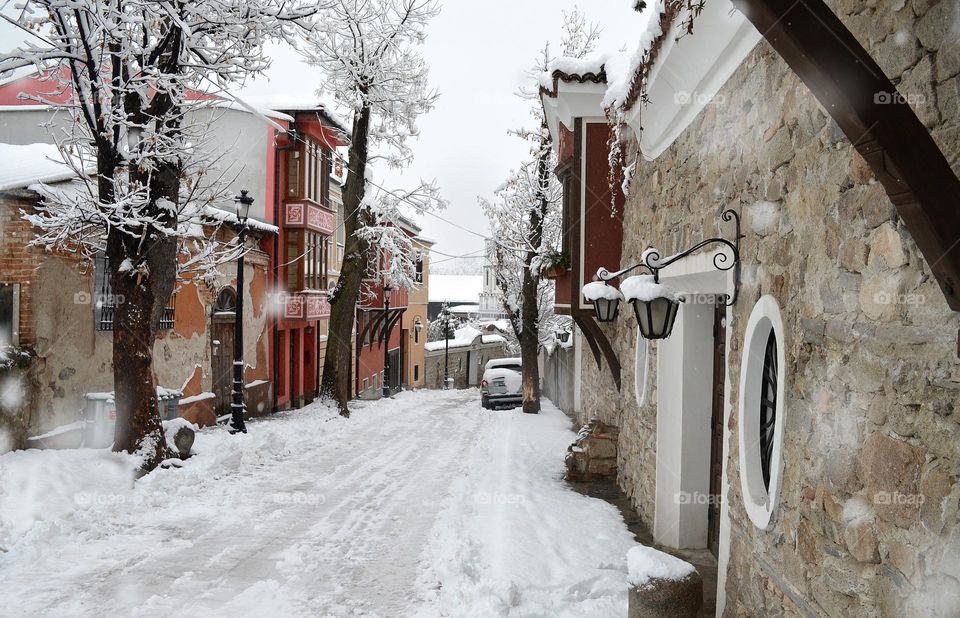 Beautiful Winter Fairy Tail in the Old Plovdiv, Bulgaria