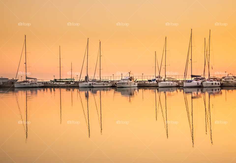 Water, Harbor, Sea, Dawn, Reflection