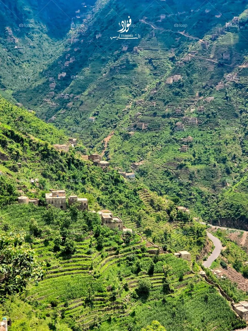 A stunning view of green mountains covered in fog in Yemen