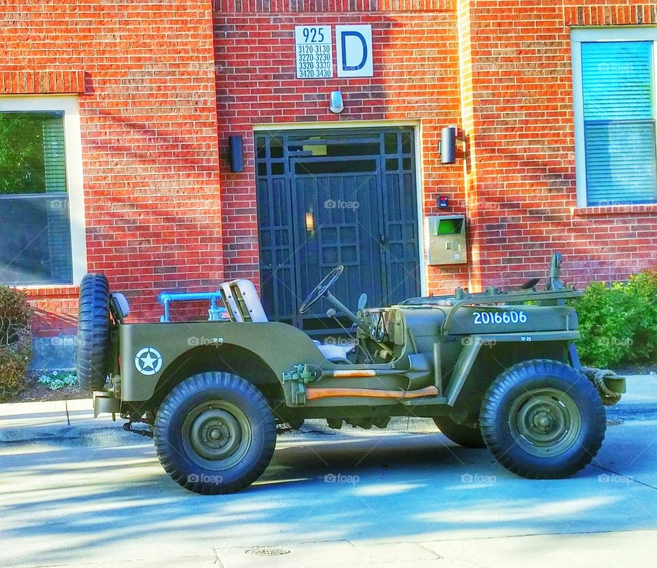 Very cool Jeep. driving around and saw this fully restored military jeep.