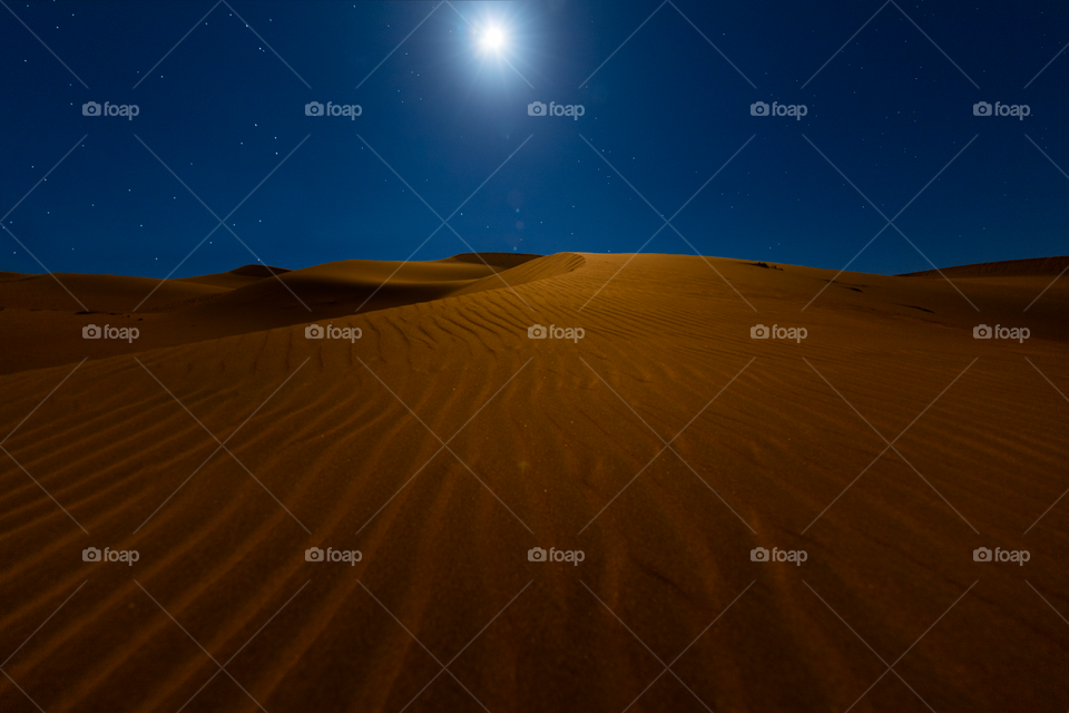 Desert under moonlight, this is Empty Quarter desert, the most famous and beautiful sands in the world 