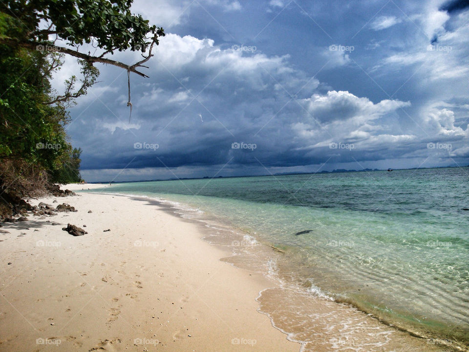 beach ocean strand cloudy by serbachs