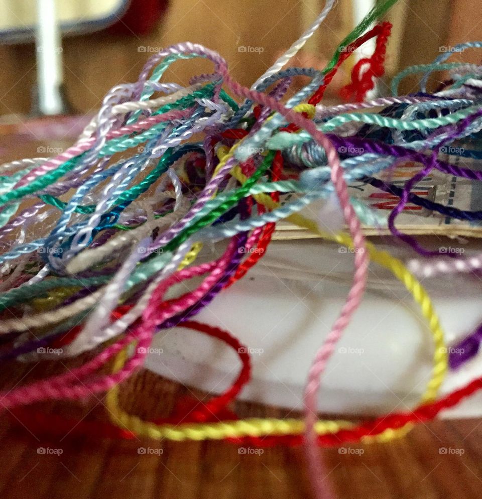 A colorful thread for the kids bracelets.