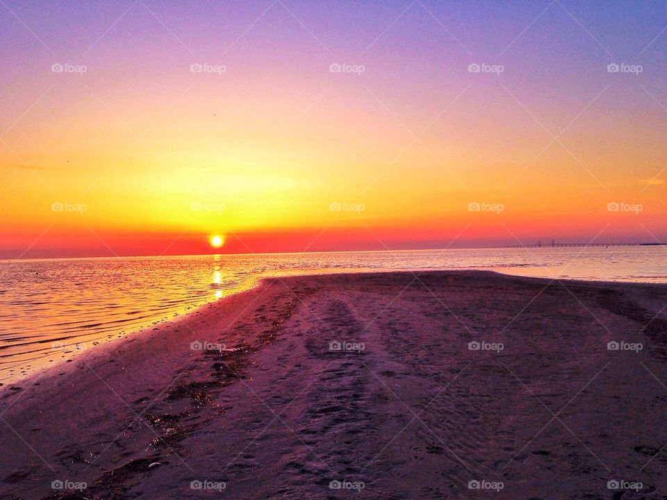 Sunset view of beach