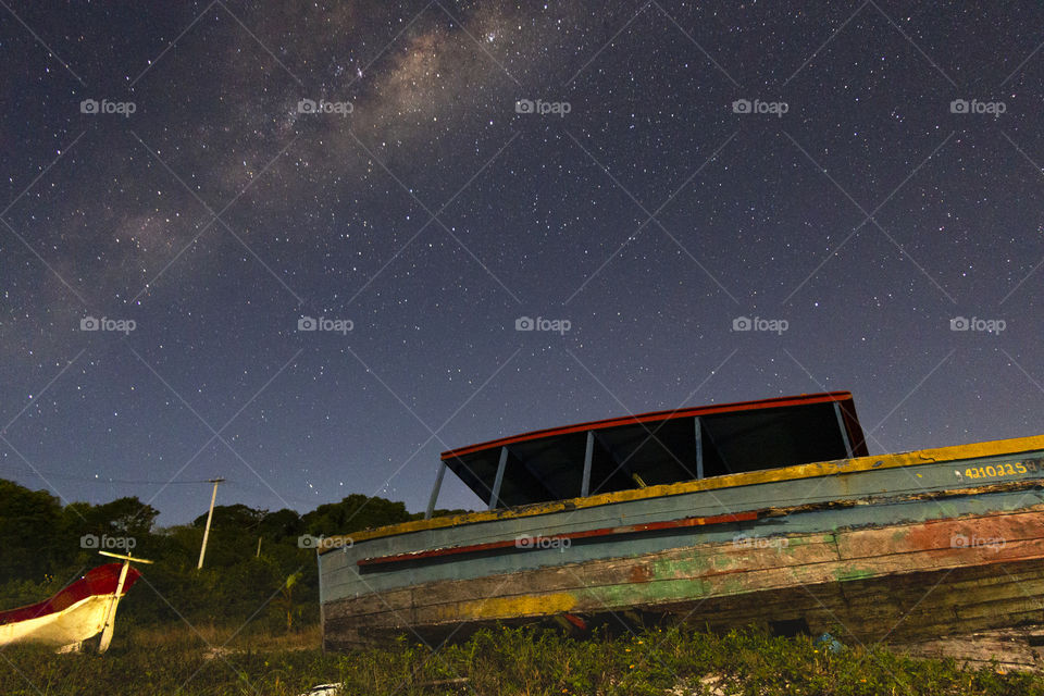 Night photography - starry night. Ilha do Mel Parana Brazil.