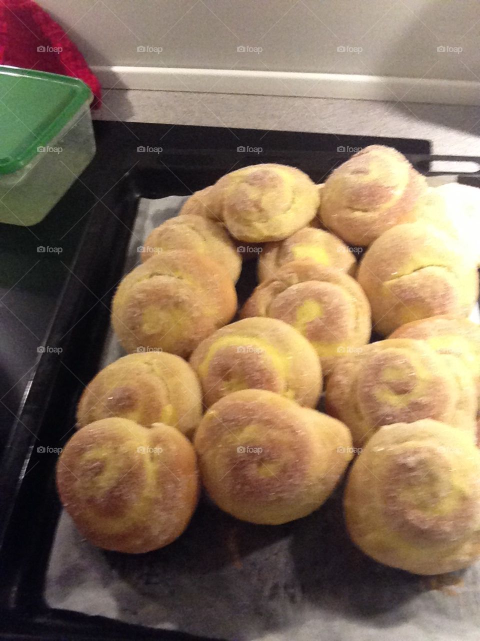 My busy kind friday baking Sweet buns with margarine and sugar on top, very soft and good for the coffe and tea.