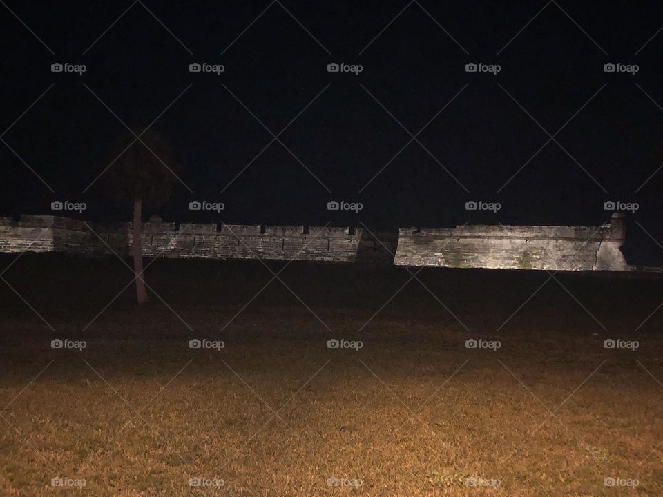 Castillo de San Marcos National Monument at night 