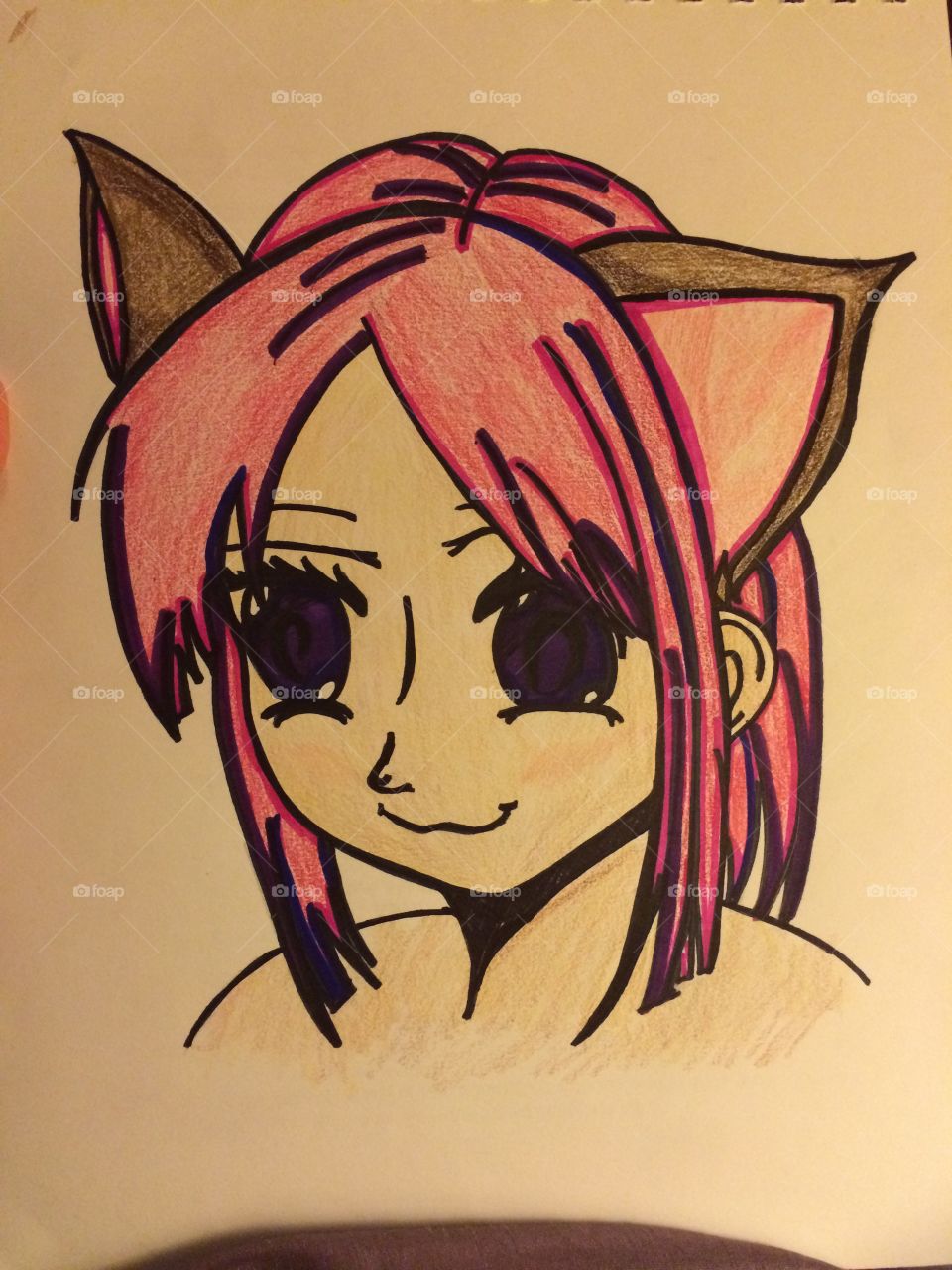 Anime drawing of a Neko! 