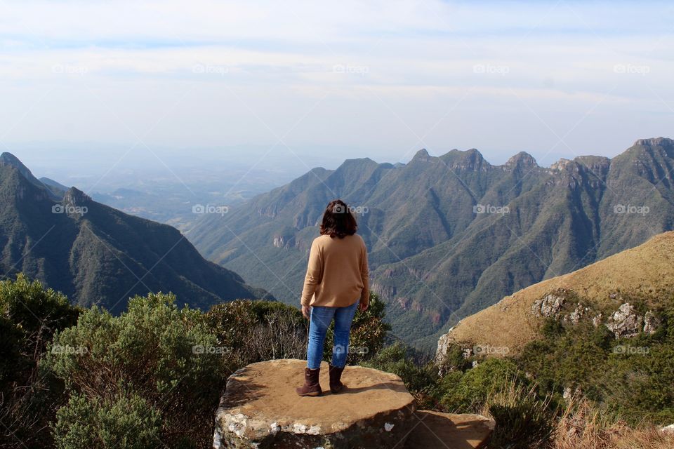 Woman admiring the Santa Catarina canyon, Brazil