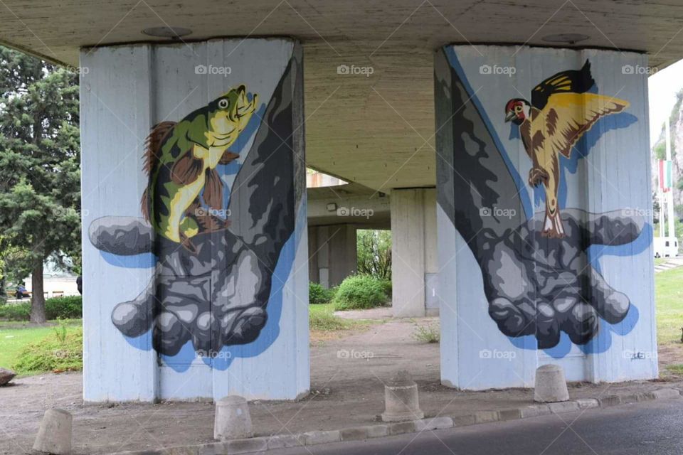 Street art under overpass in Budapest