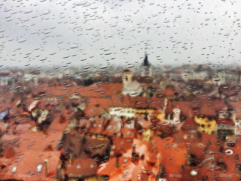 Close-up of waterdrops on glass in annecy france