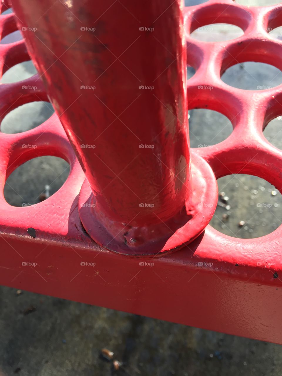 Red metal seat