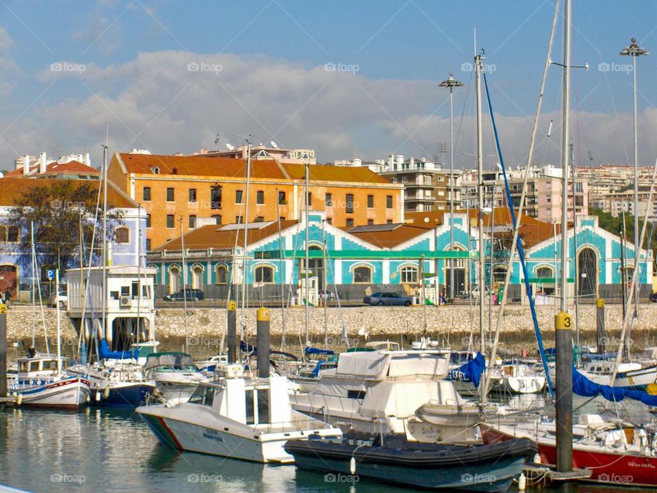 Coloured Pier n a small Italian village 