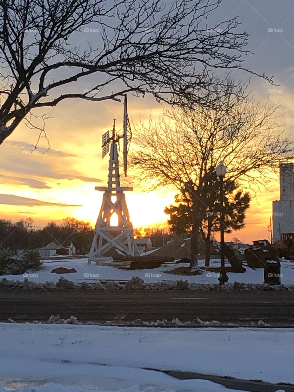 Windmill with sunset