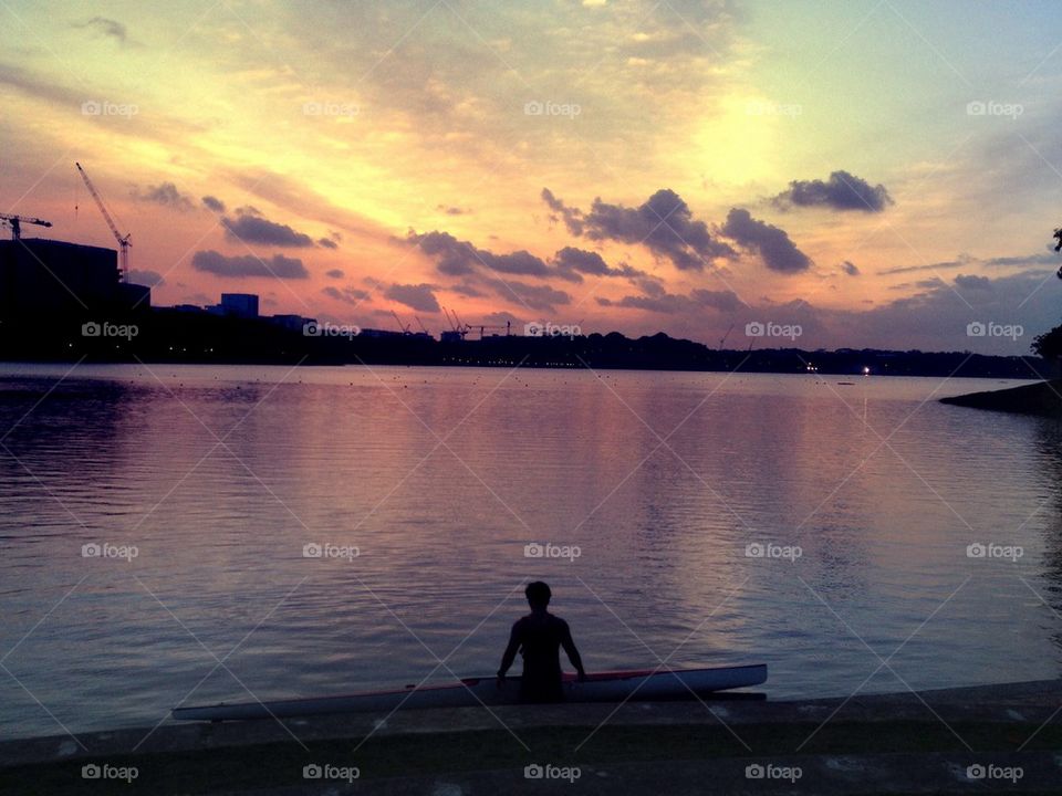 Going kayaking at sunset