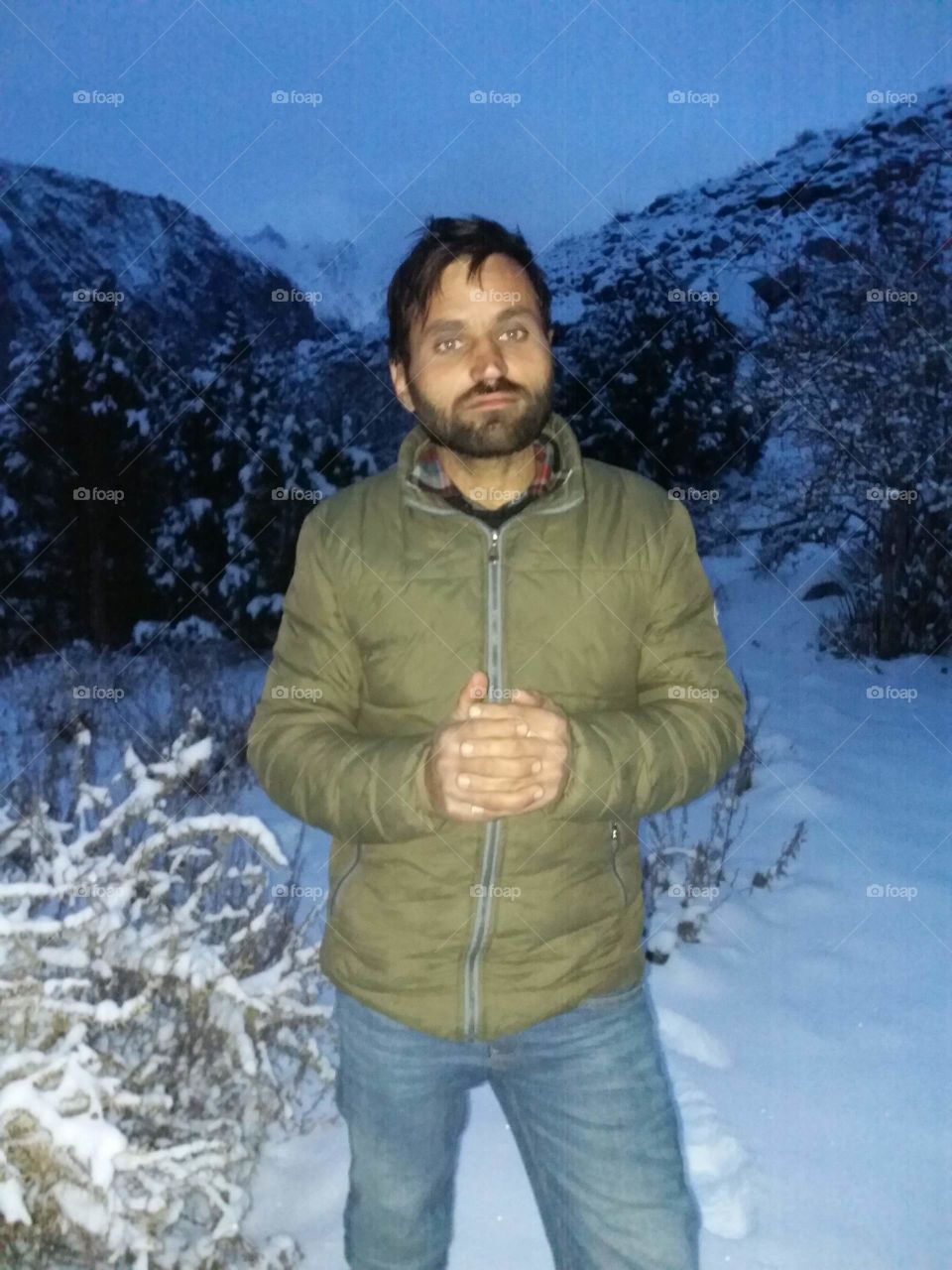 snowfall in the mountains