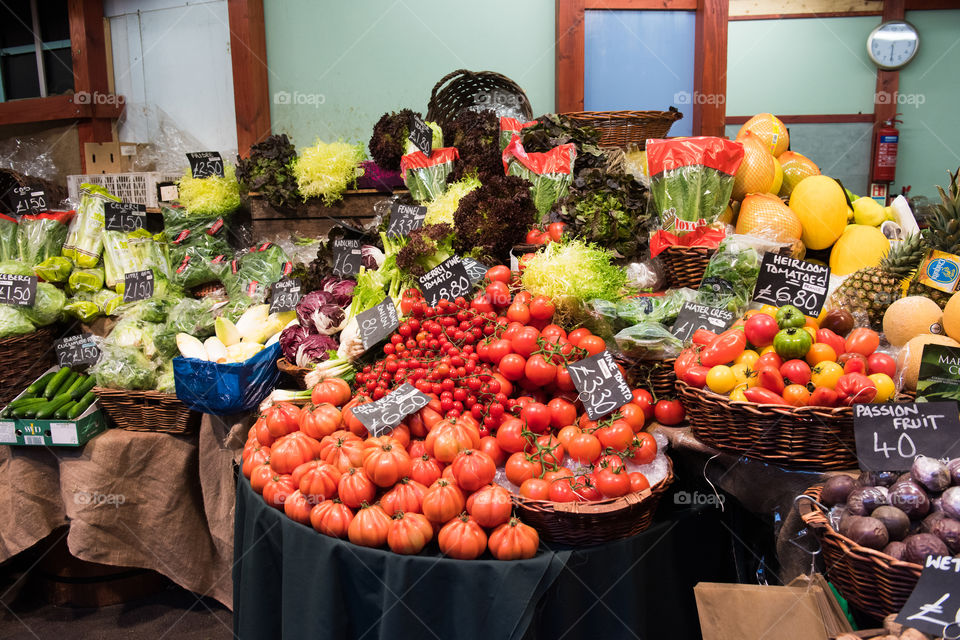 Fruit stand at Borough Market in London.