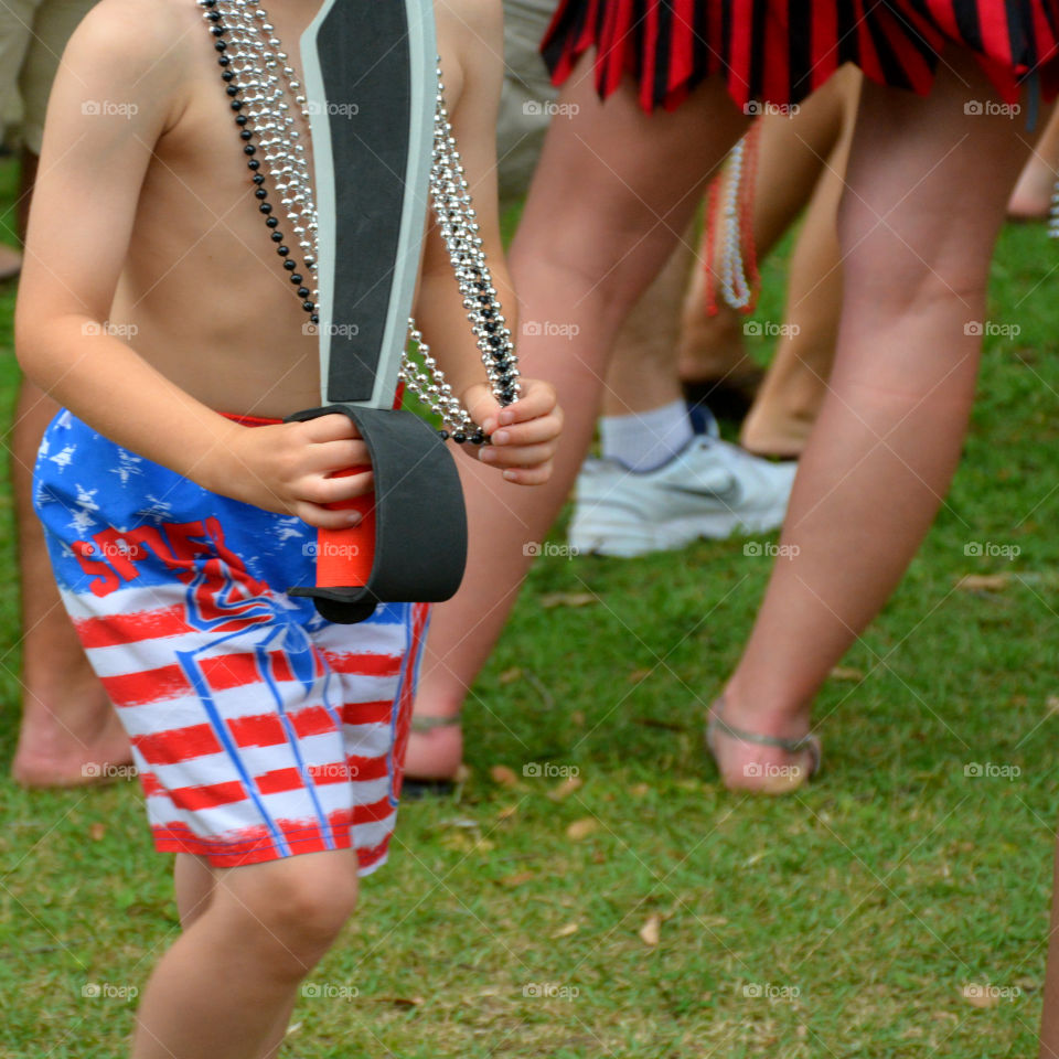 Patriotic Clothing! Young man dressed in Red, White and Blue clothing!