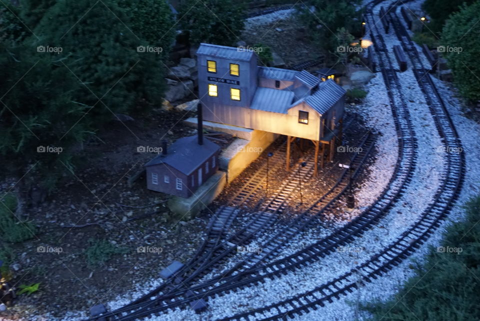 My garden railroad at night
