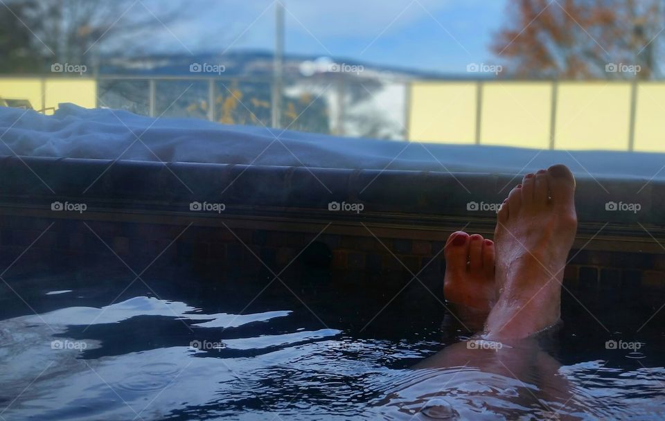 Winter hot tub