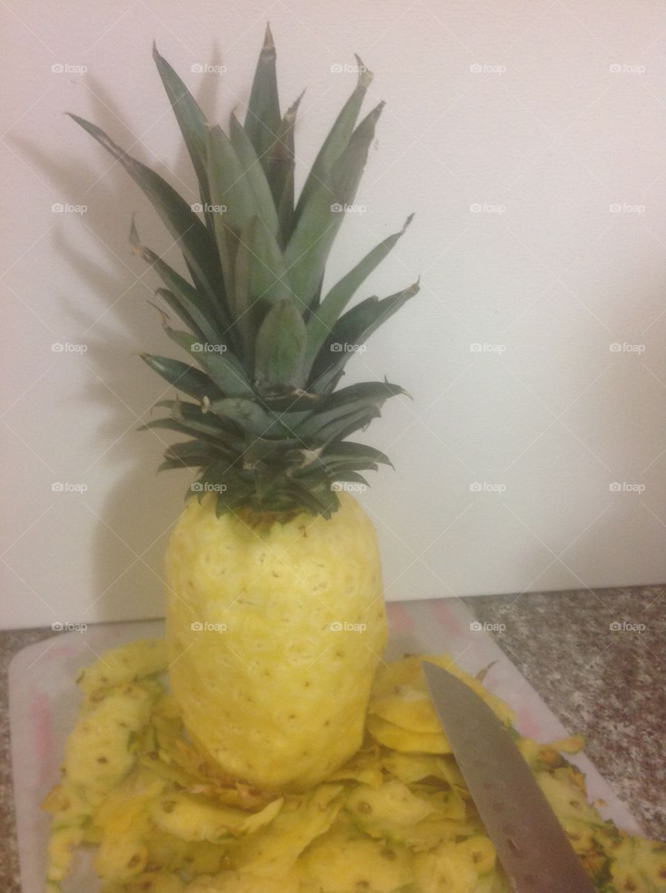 Peeled juicy pineapple.