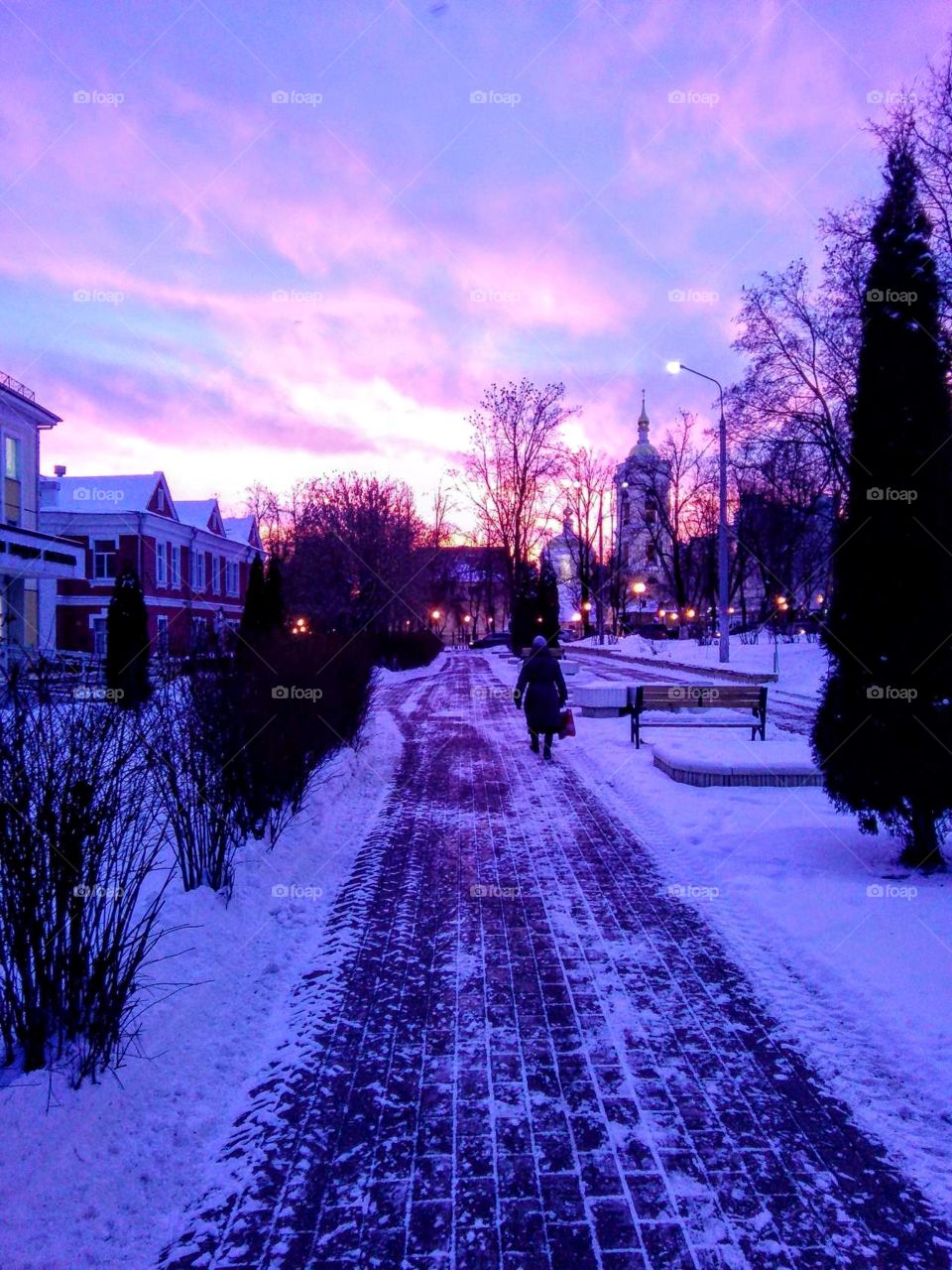 Sunrise. Winter. Russia.