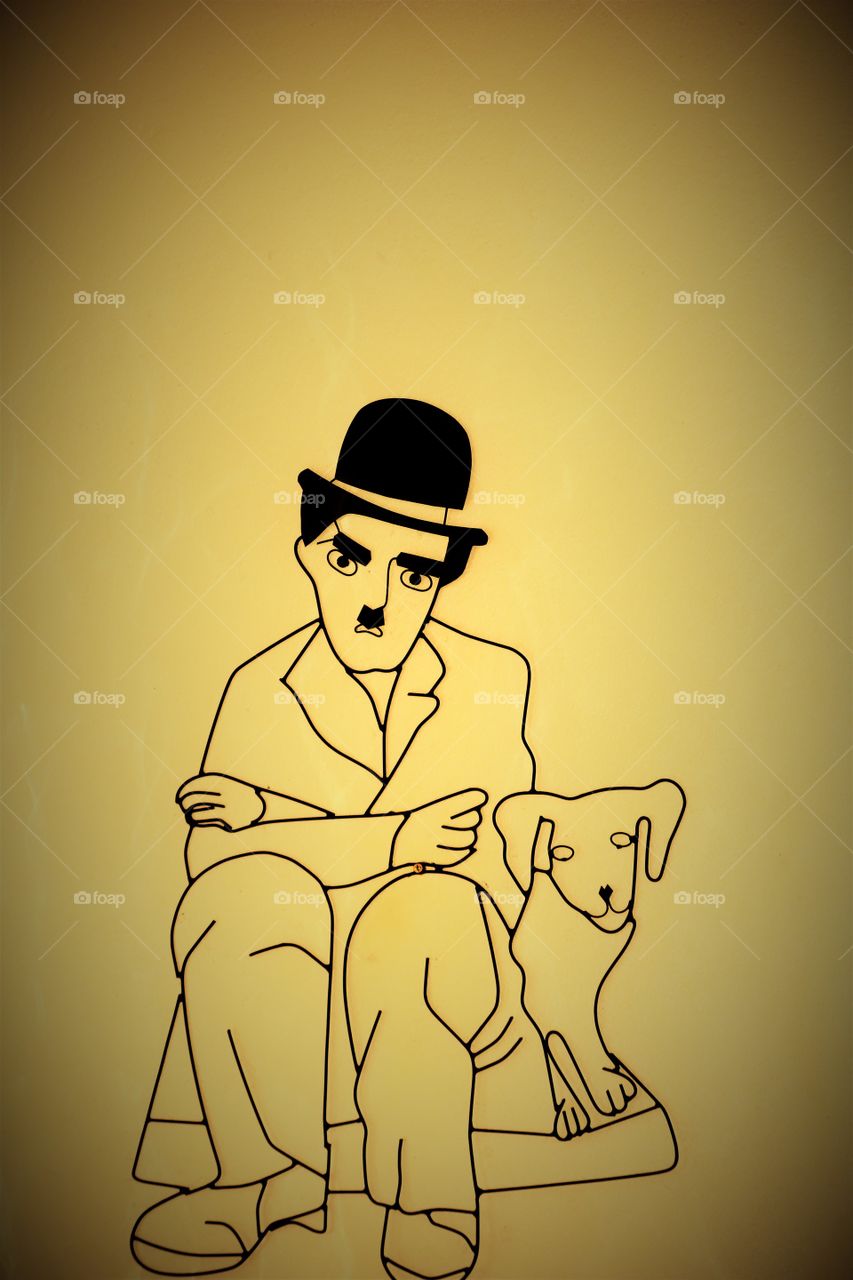 Charles Chaplin iron sculpture