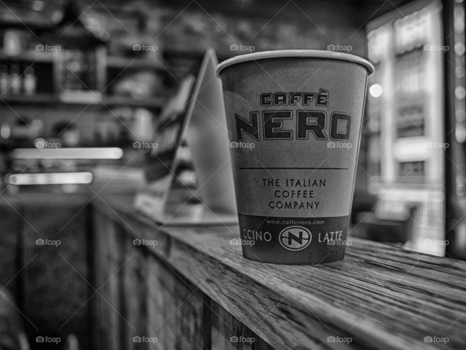 Coffee shop in black and white 