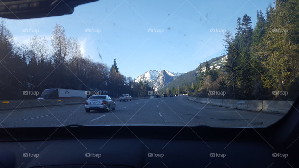 Sunny day through a windshield