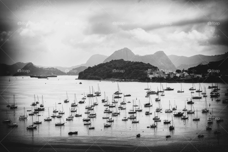 Seascape in Rio de Janeiro in monochrome